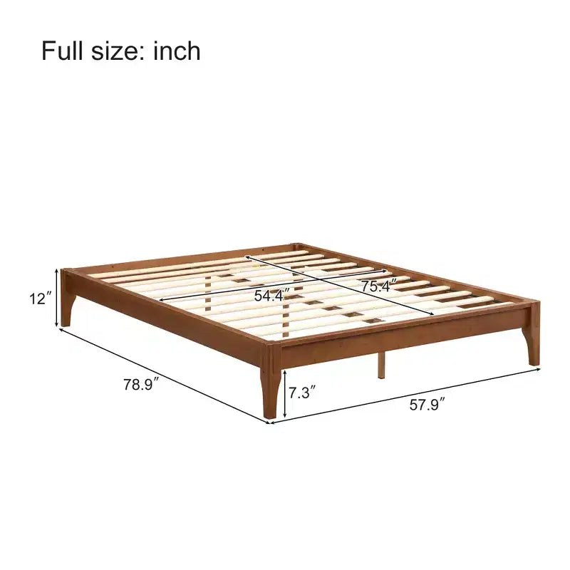Lit plateforme Johnny de 30 cm en bambou massif avec lattes en bois et support métallique