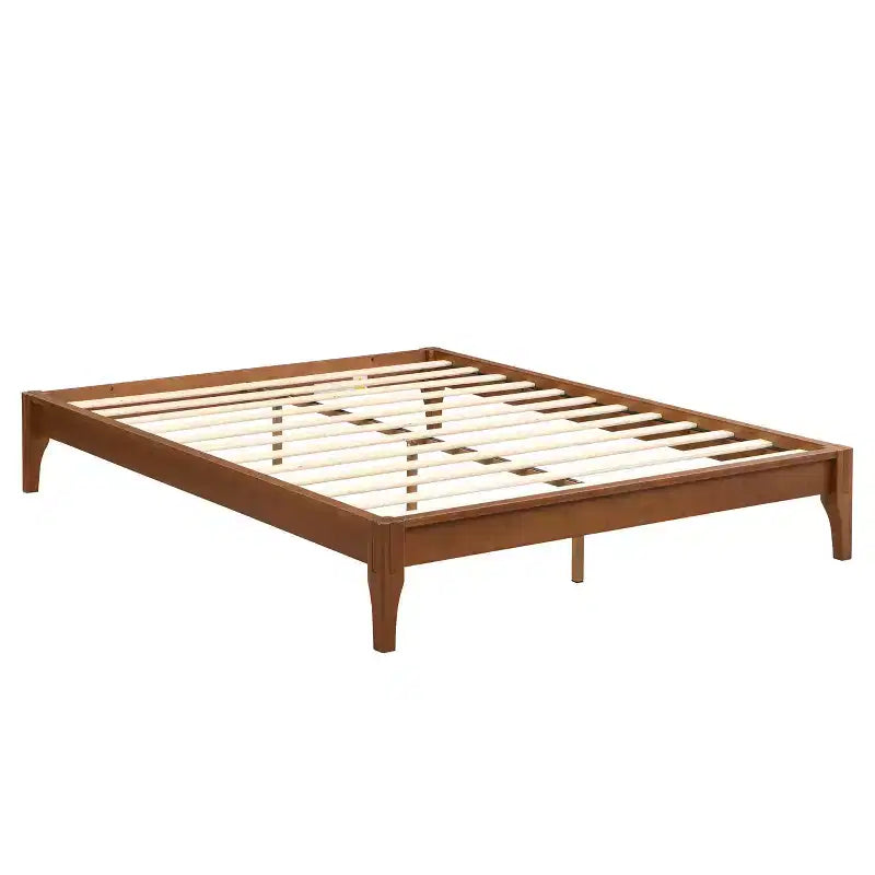 Lit plateforme Johnny de 30 cm en bambou massif avec lattes en bois et support métallique