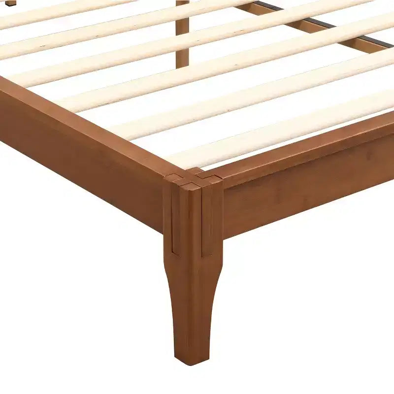 Lit plateforme Johnny de 30 cm en bambou massif avec lattes en bois et support métallique