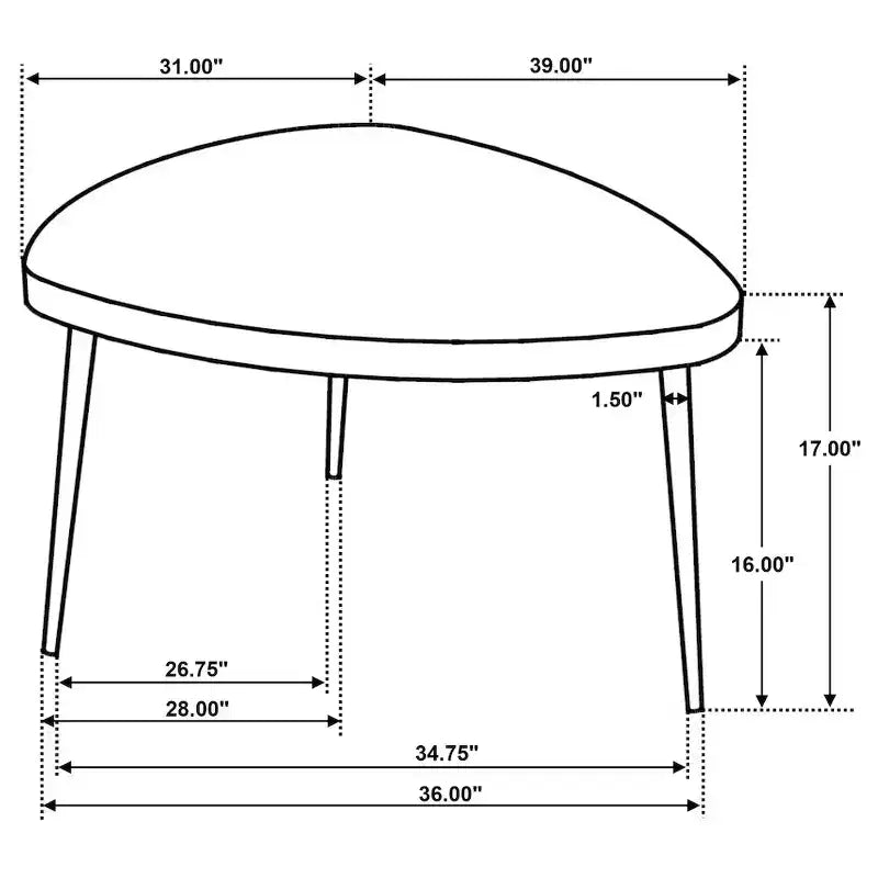 Table basse triangulaire en bois massif Odessa