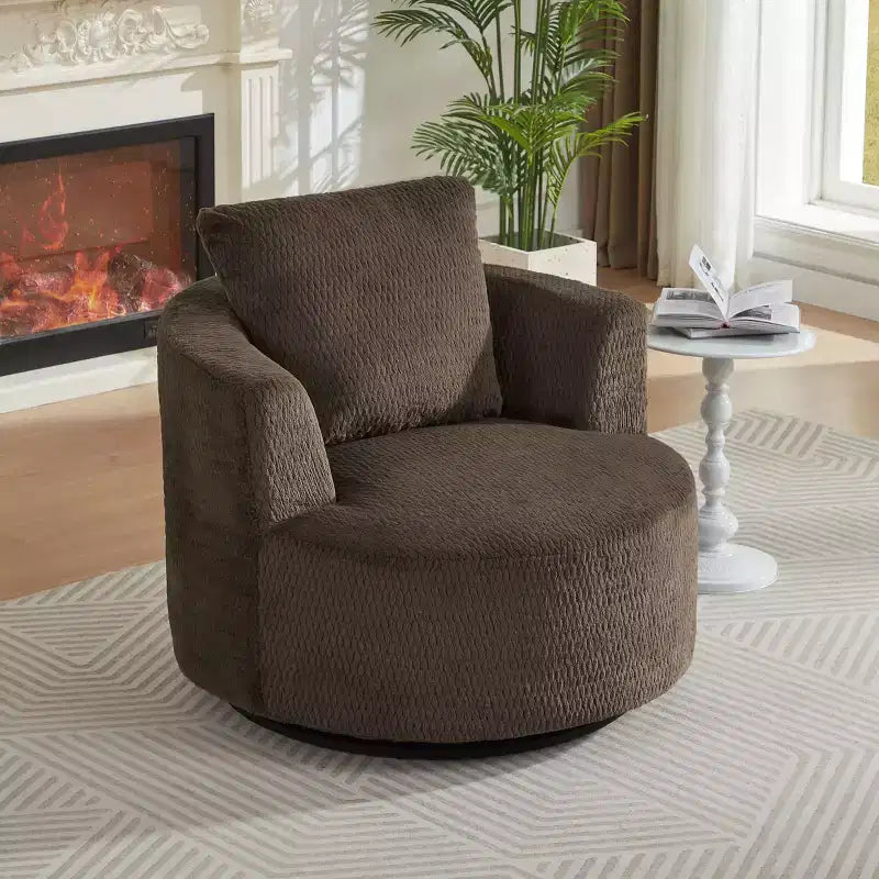 Fauteuil d'appoint pivotant compressible, canapé confortable moderne en peluche avec ressorts ensachés, fauteuil de salon en fausse fourrure pour salon, chambre, bureau