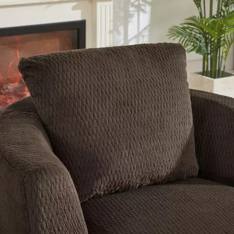 Fauteuil d'appoint pivotant compressible, canapé confortable moderne en peluche avec ressorts ensachés, fauteuil de salon en fausse fourrure pour salon, chambre, bureau