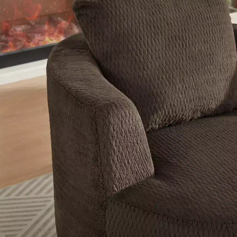 Fauteuil d'appoint pivotant compressible, canapé confortable moderne en peluche avec ressorts ensachés, fauteuil de salon en fausse fourrure pour salon, chambre, bureau