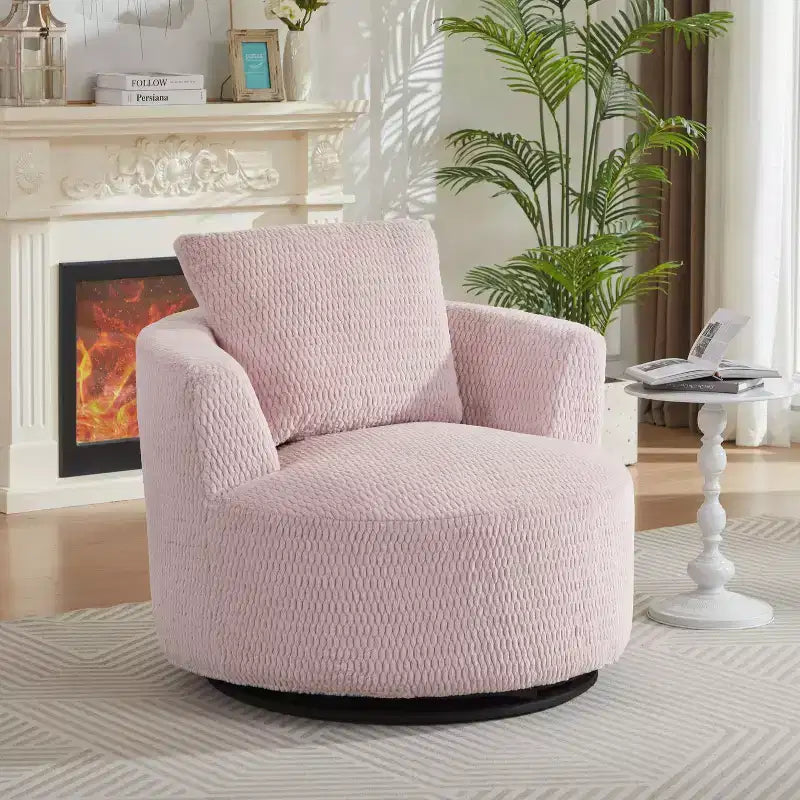 Fauteuil d'appoint pivotant compressible, canapé confortable moderne en peluche avec ressorts ensachés, fauteuil de salon en fausse fourrure pour salon, chambre, bureau