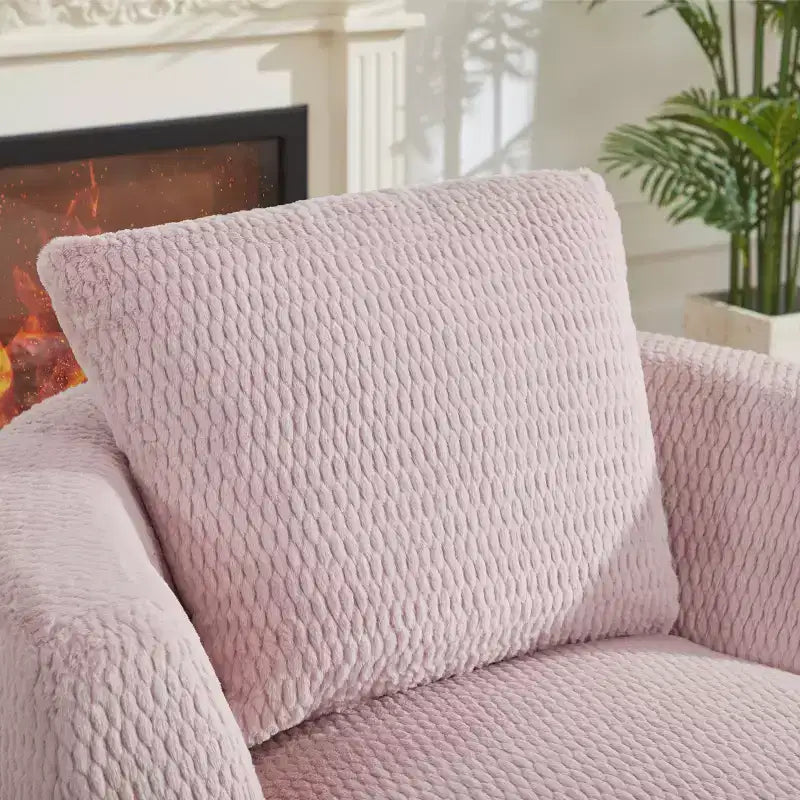 Fauteuil d'appoint pivotant compressible, canapé confortable moderne en peluche avec ressorts ensachés, fauteuil de salon en fausse fourrure pour salon, chambre, bureau