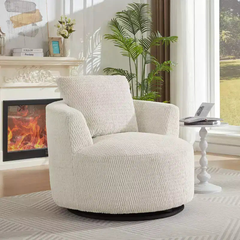 Fauteuil d'appoint pivotant compressible, canapé confortable moderne en peluche avec ressorts ensachés, fauteuil de salon en fausse fourrure pour salon, chambre, bureau