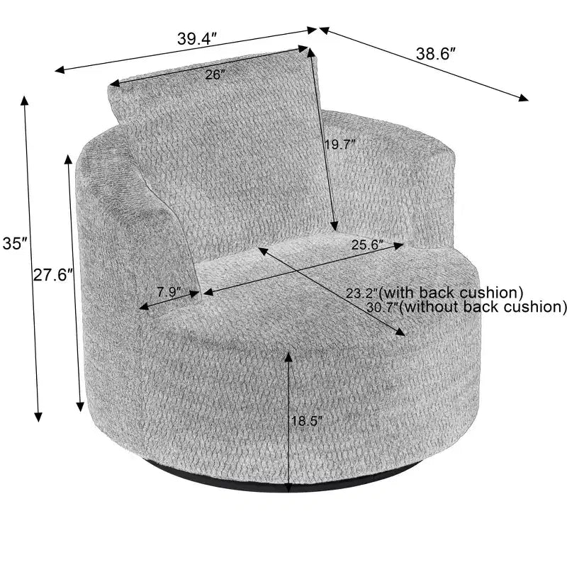 Fauteuil d'appoint pivotant compressible, canapé confortable moderne en peluche avec ressorts ensachés, fauteuil de salon en fausse fourrure pour salon, chambre, bureau