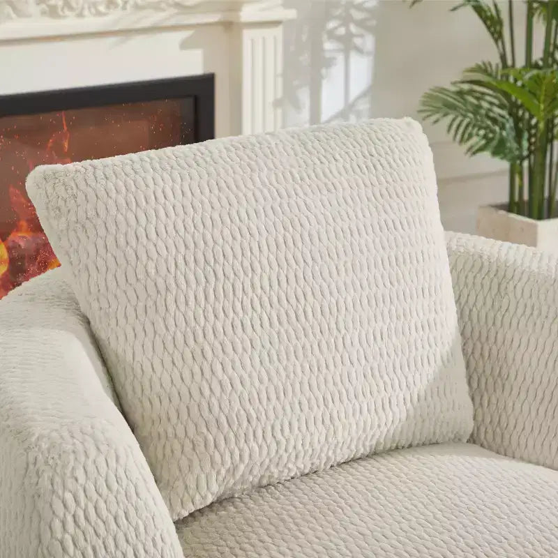 Fauteuil d'appoint pivotant compressible, canapé confortable moderne en peluche avec ressorts ensachés, fauteuil de salon en fausse fourrure pour salon, chambre, bureau