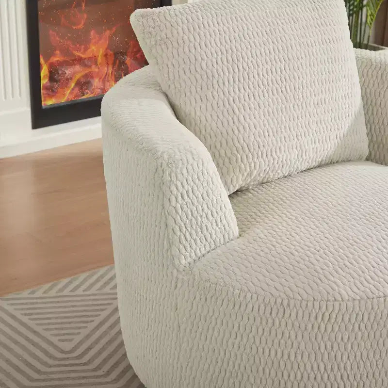Fauteuil d'appoint pivotant compressible, canapé confortable moderne en peluche avec ressorts ensachés, fauteuil de salon en fausse fourrure pour salon, chambre, bureau