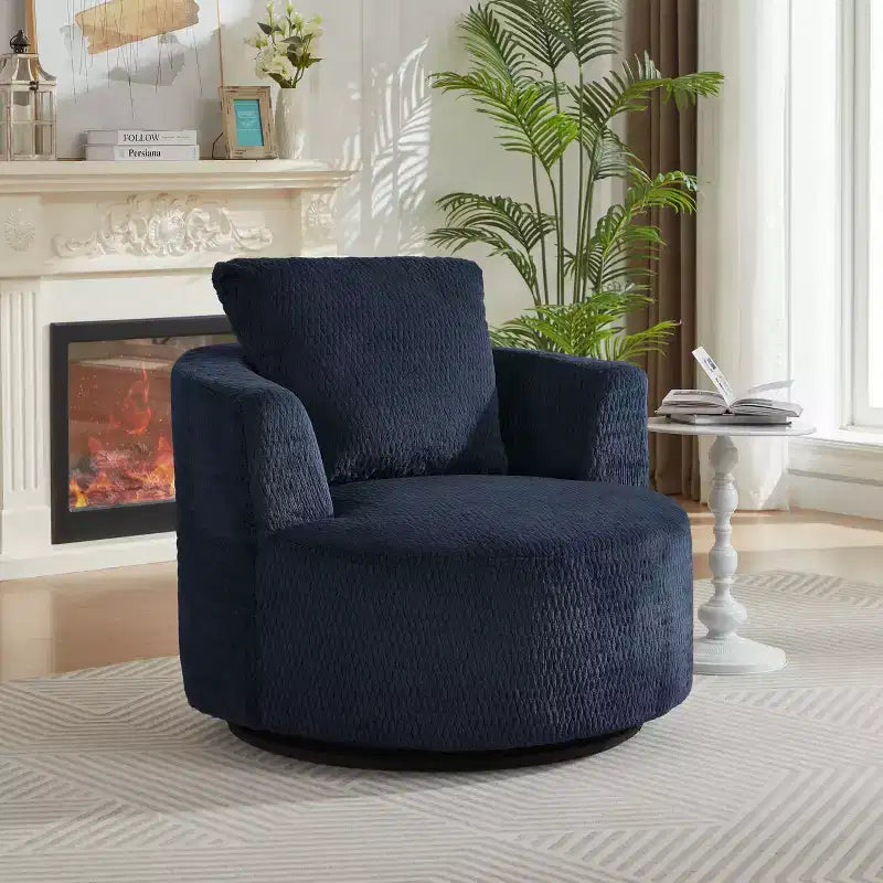 Fauteuil d'appoint pivotant compressible, canapé confortable moderne en peluche avec ressorts ensachés, fauteuil de salon en fausse fourrure pour salon, chambre, bureau