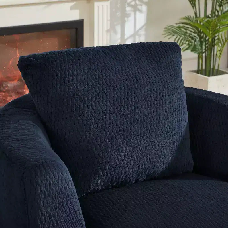 Fauteuil d'appoint pivotant compressible, canapé confortable moderne en peluche avec ressorts ensachés, fauteuil de salon en fausse fourrure pour salon, chambre, bureau