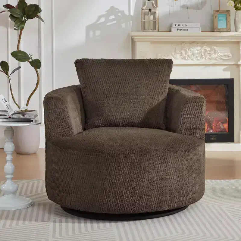 Fauteuil d'appoint pivotant compressible, canapé confortable moderne en peluche avec ressorts ensachés, fauteuil de salon en fausse fourrure pour salon, chambre, bureau