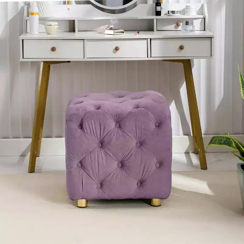 Pouf rembourré en velours, petite table d'appoint, tabouret de maquillage, pour salon, chambre, entrée, rose