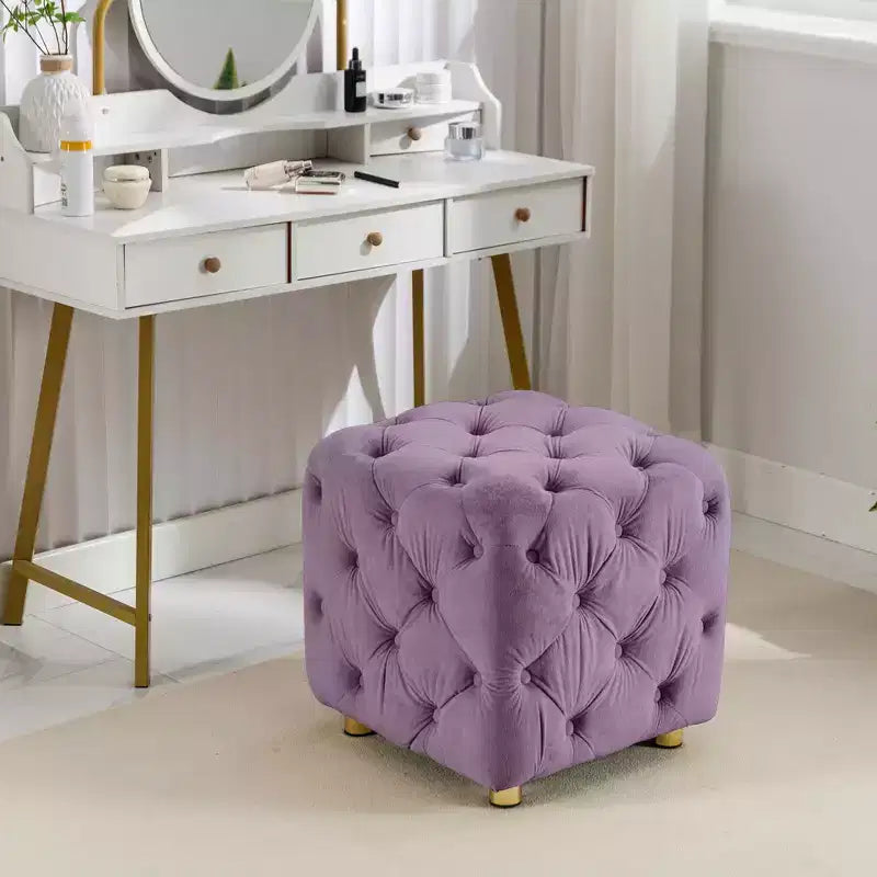 Pouf rembourré en velours, petite table d'appoint, tabouret de maquillage, pour salon, chambre, entrée, rose