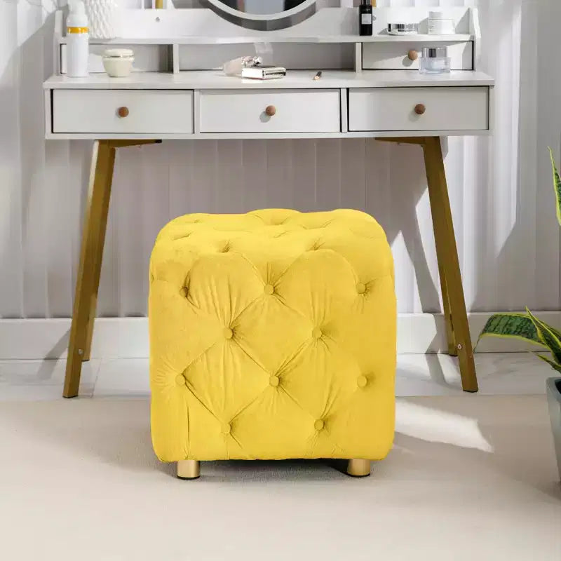Pouf rembourré en velours, petite table d'appoint, tabouret de maquillage, pour salon, chambre, entrée, rose