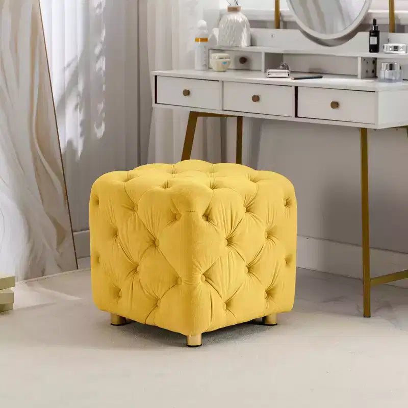 Pouf rembourré en velours, petite table d'appoint, tabouret de maquillage, pour salon, chambre, entrée, rose