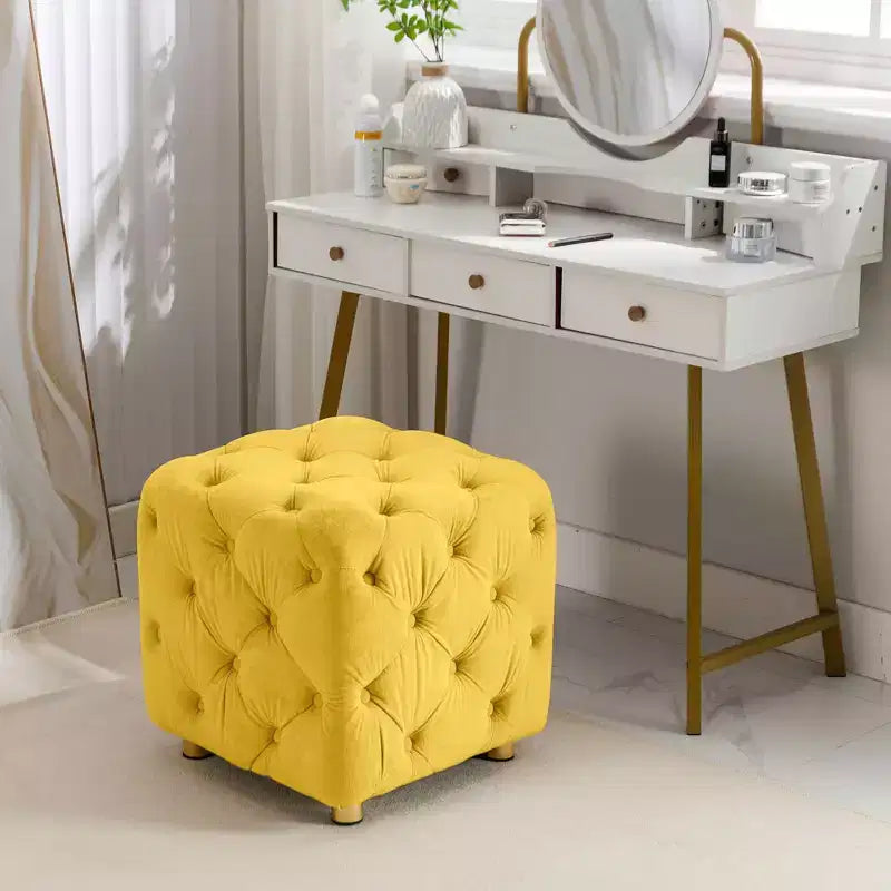 Pouf rembourré en velours, petite table d'appoint, tabouret de maquillage, pour salon, chambre, entrée, rose