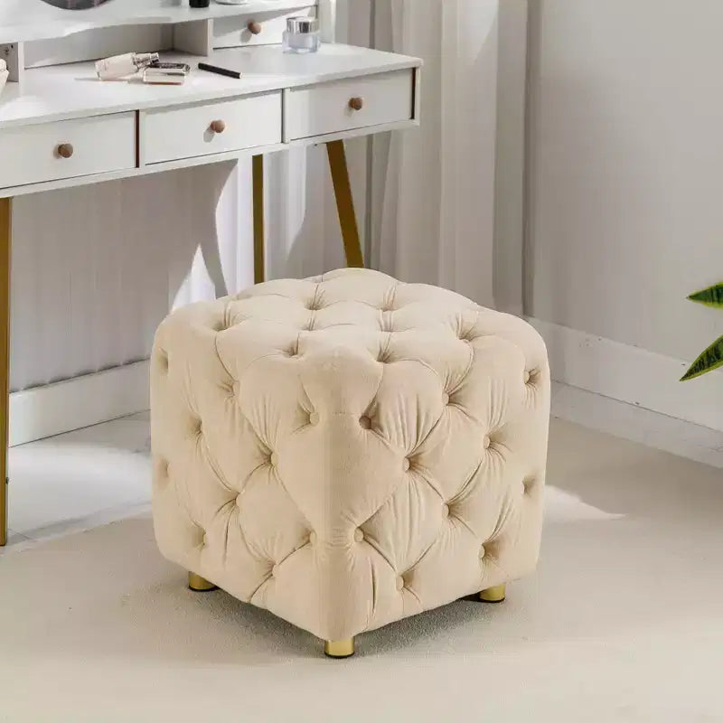 Pouf rembourré en velours, petite table d'appoint, tabouret de maquillage, pour salon, chambre, entrée, rose