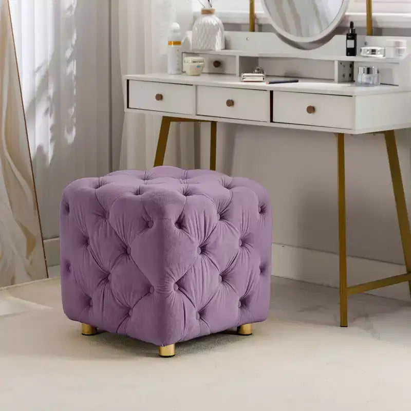 Pouf rembourré en velours, petite table d'appoint, tabouret de maquillage, pour salon, chambre, entrée, rose