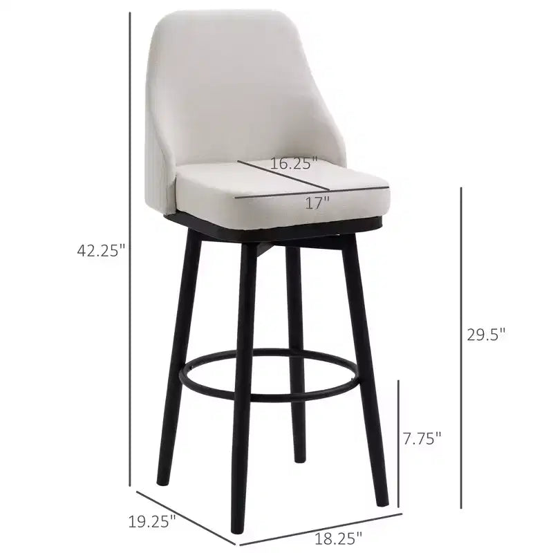 Lot de 2 tabourets de bar à hauteur de bar, chaises de cuisine modernes pivotantes à 360 degrés avec pieds en acier et repose-pieds, tabourets de bar rembourrés hauteur d'assise 75 cm