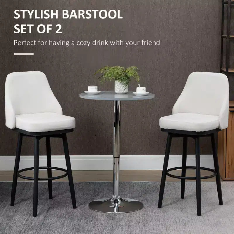 Lot de 2 tabourets de bar à hauteur de bar, chaises de cuisine modernes pivotantes à 360 degrés avec pieds en acier et repose-pieds, tabourets de bar rembourrés hauteur d'assise 75 cm