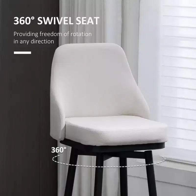 Lot de 2 tabourets de bar à hauteur de bar, chaises de cuisine modernes pivotantes à 360 degrés avec pieds en acier et repose-pieds, tabourets de bar rembourrés hauteur d'assise 75 cm
