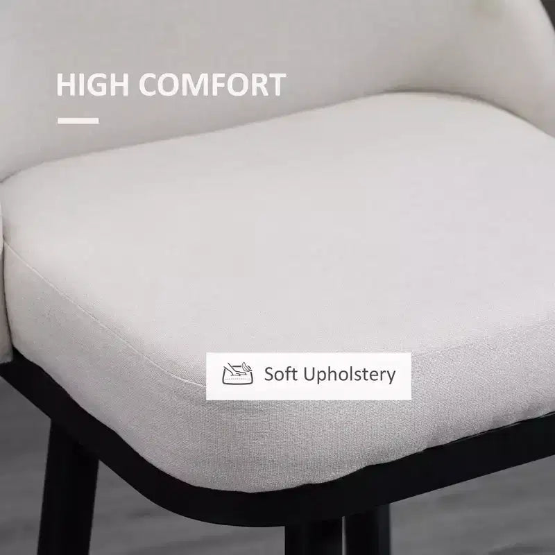 Lot de 2 tabourets de bar à hauteur de bar, chaises de cuisine modernes pivotantes à 360 degrés avec pieds en acier et repose-pieds, tabourets de bar rembourrés hauteur d'assise 75 cm