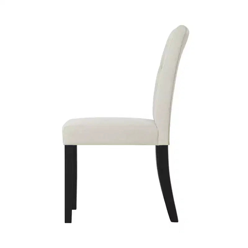Chaise de salle à manger en bois noir avec housse en lin
