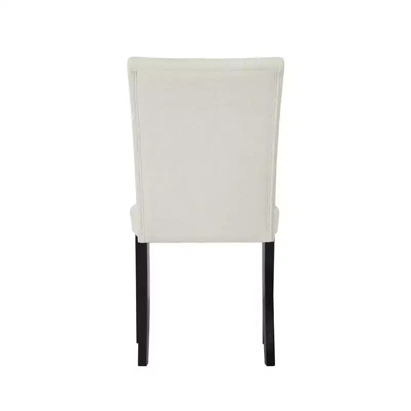 Chaise de salle à manger en bois noir avec housse en lin