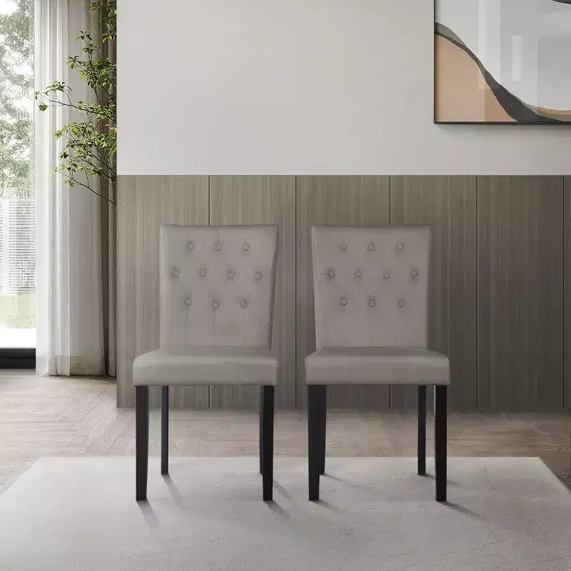 Chaise de salle à manger en bois noir avec housse en lin