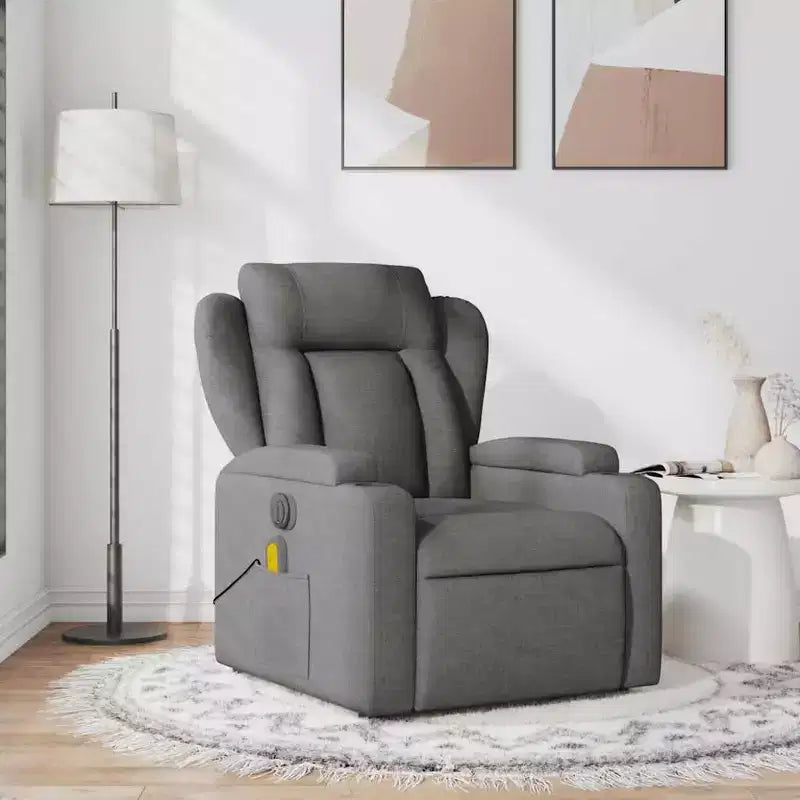 Fauteuil Inclinable Massant Tissu Gris Foncé