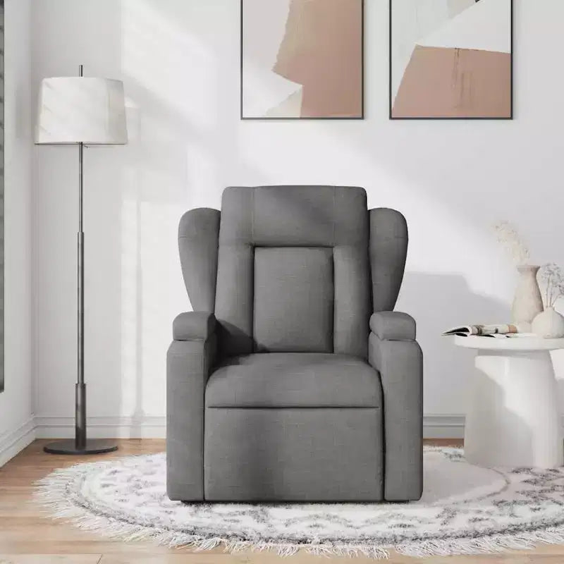 Fauteuil Inclinable Massant Tissu Gris Foncé