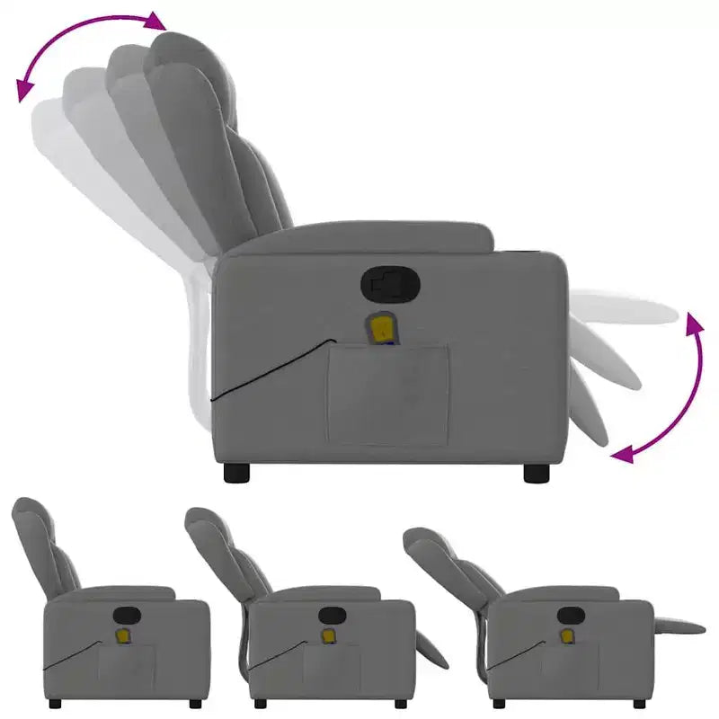 Fauteuil Inclinable Massant Tissu Gris Foncé