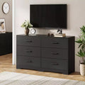 Dresser for Bedroom, Modern 6 Drawer Dresser for Bedroom, Wide Wood Chests of Drawers Storage with Metal Handle for Entryway, Hallway