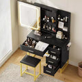 Makeup Table with Mirror & Lights, Makeup Vanity Desk, 3 Color Modes, with Power Outlet, Modern Vanity Table