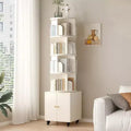 Rotating Bookshelf, 360 Degree Display 5 Tier Corner Bookshelf with Drawer for Small Space, Floor Standing Bookcase Storage Rack Organizer for Bedroom